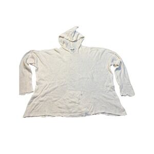 FLAX by Angelheart white open Knit Hooded Sweater Pullover M/L granola boho